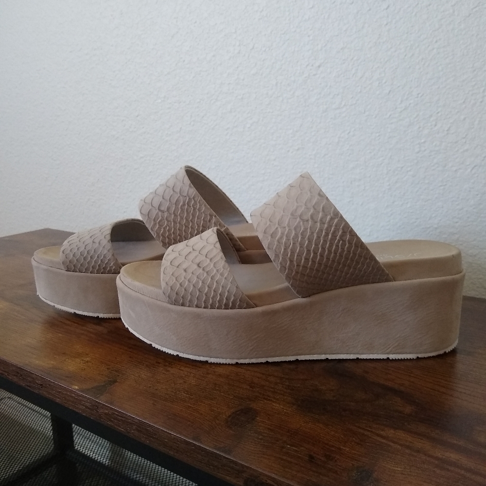 J Slide Platform Snake Skin Sandal